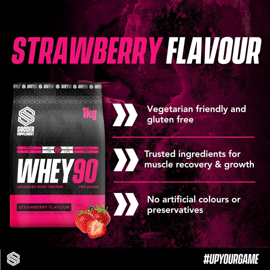 Soccer Supplement Whey90 1kg Strawberry