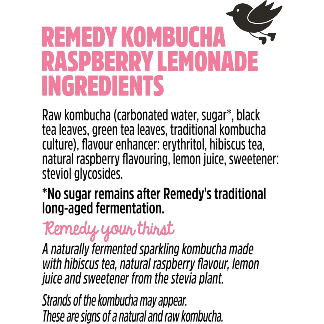 Remedy Kombucha 12x250ml Raspberry Lemonade