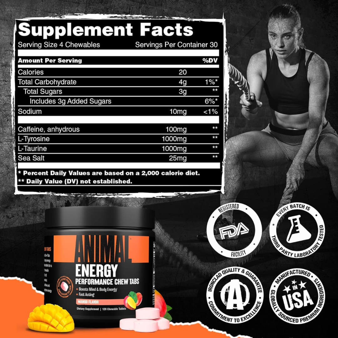 Animal Energy Chews 120 Tabs Tropical Mango