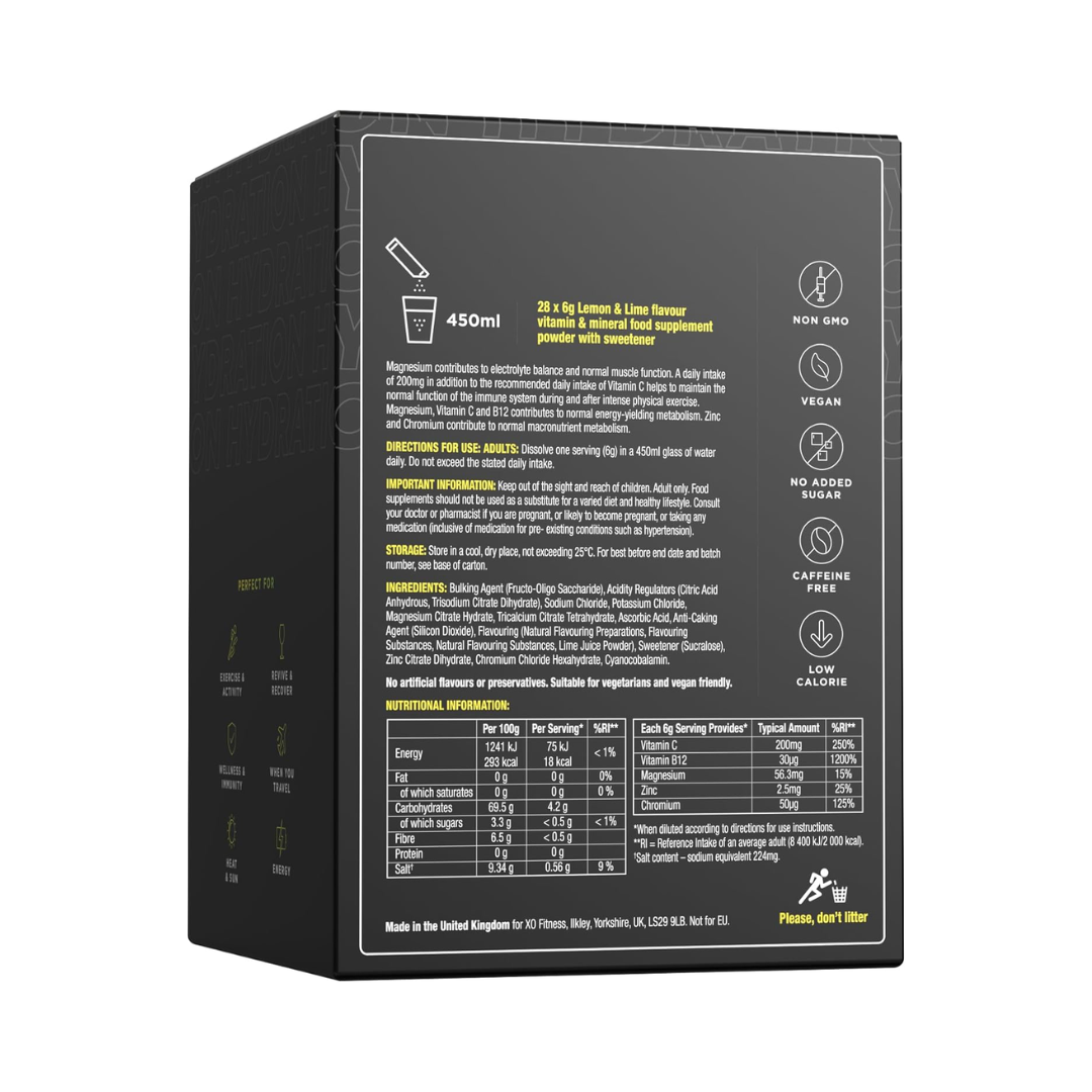 XO Fitness Hydration Sachet 28x6g Lemon Lime