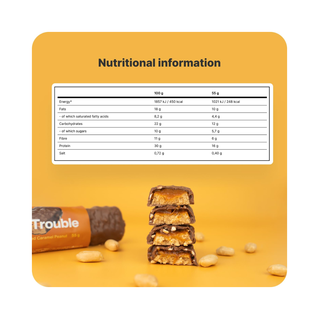 Vilgain Double Trouble Protein Bar 12x55g Salted Caramel Peanut