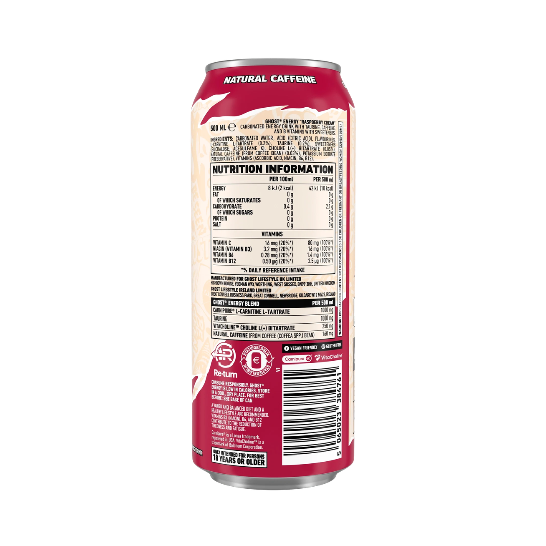Ghost Energy Drink 12x500ml Raspberry Cream