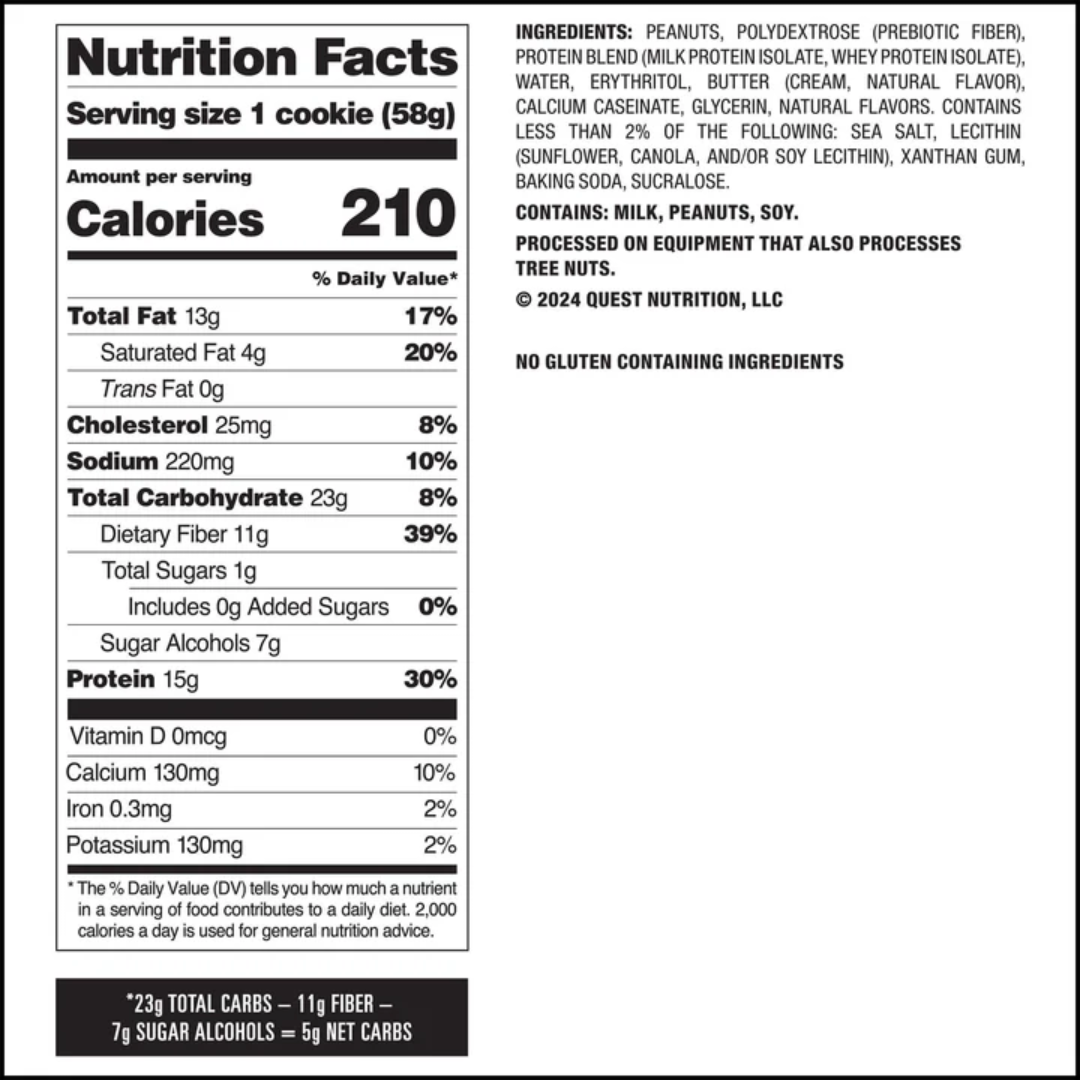 Quest Nutrition Cookie 12x59g Peanut Butter