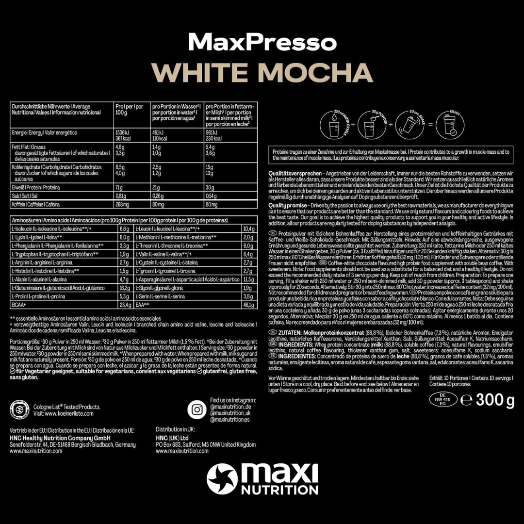 MaxiNutrition Protein Coffee 300g White Chocolate Mocha