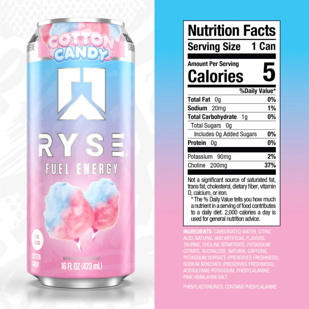 RYSE Fuel Energy 12x473ml Cotton Candy