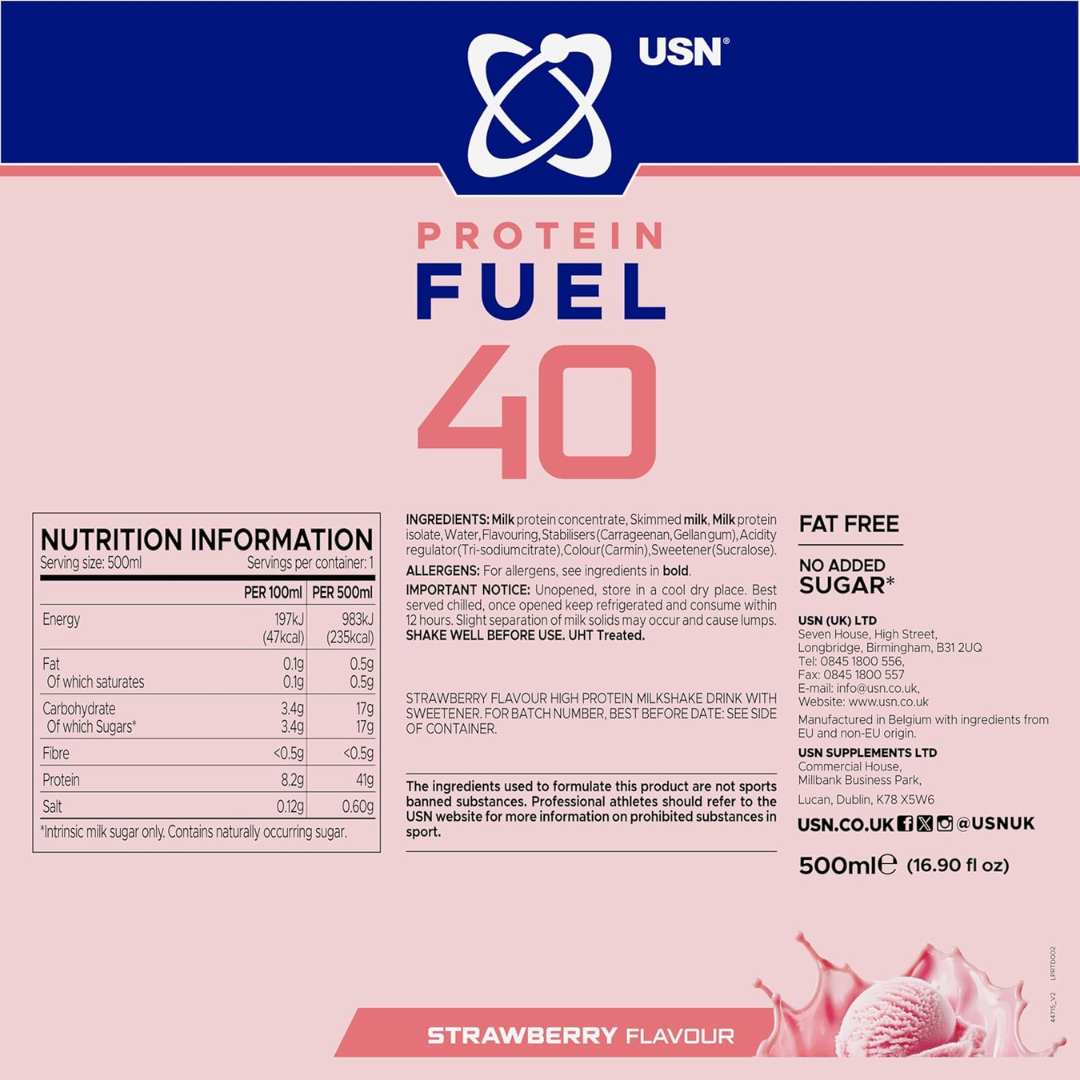 USN Protein Fuel 40 RTD 6x500ml Strawberry
