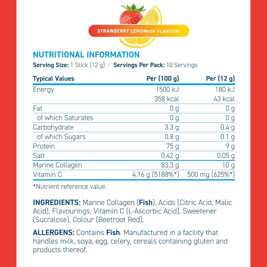 Applied Nutrition Marine Collagen Sticks 10x12g Strawberry Lemonade