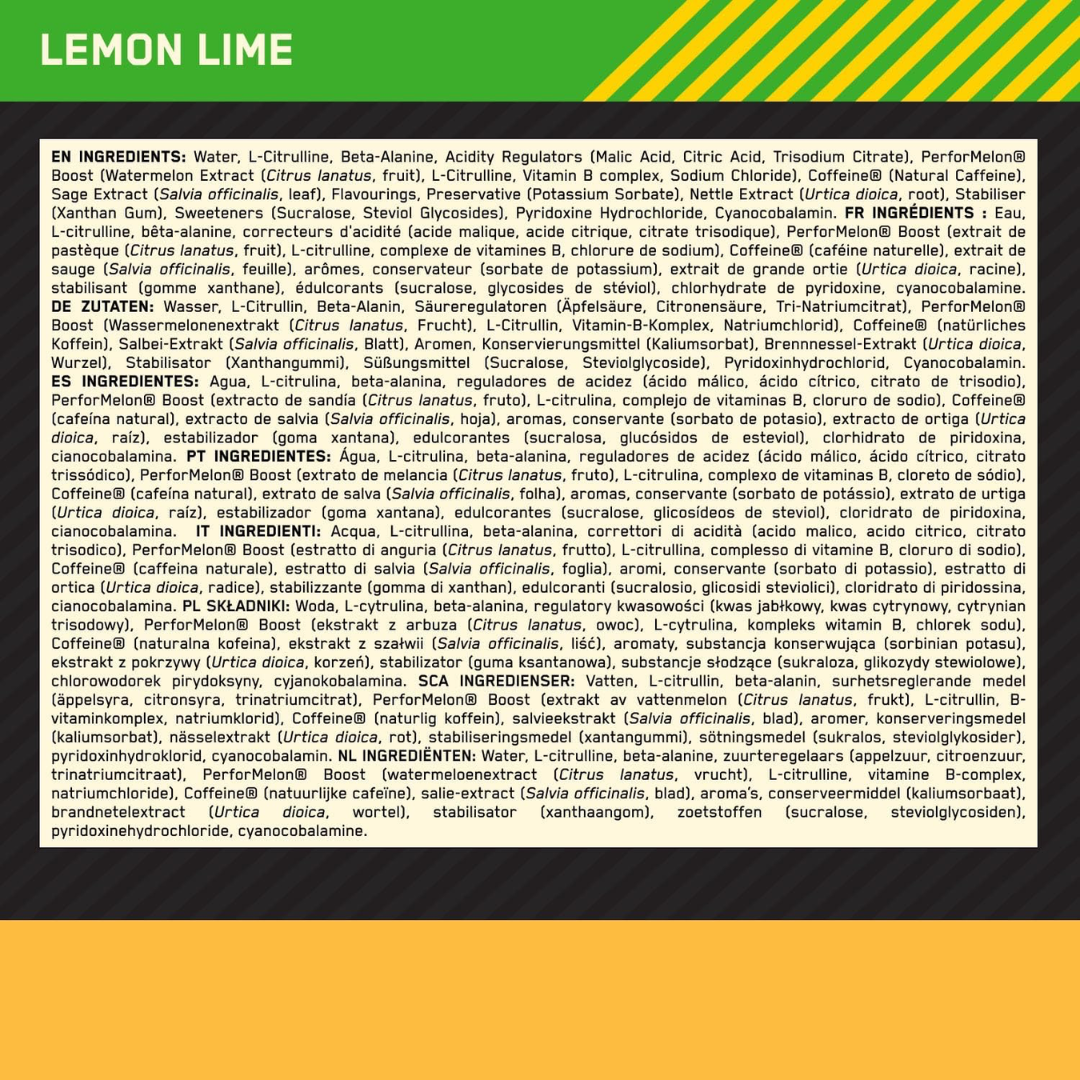 Optimum Nutrition Gold Standard Pre-Workout Shot 60ml Lemon & Lime