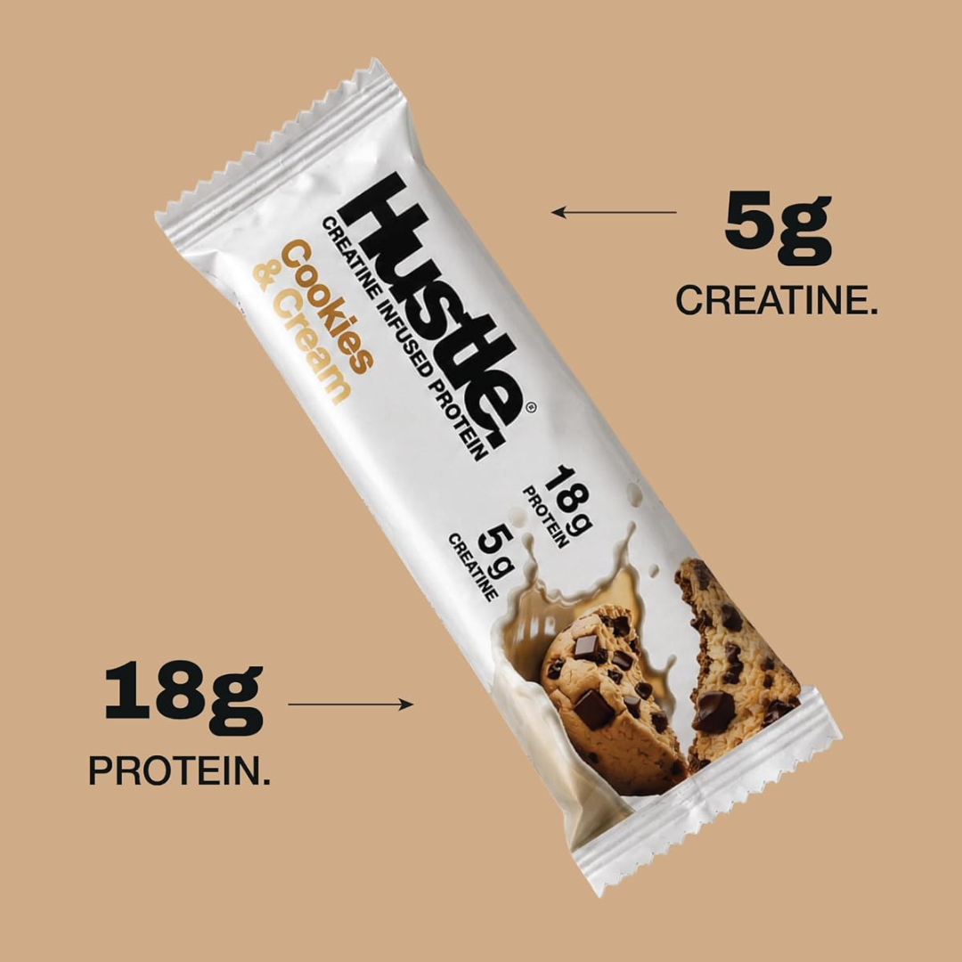 Hustle Creatine Protein Bar 12x75g Cookies & Cream