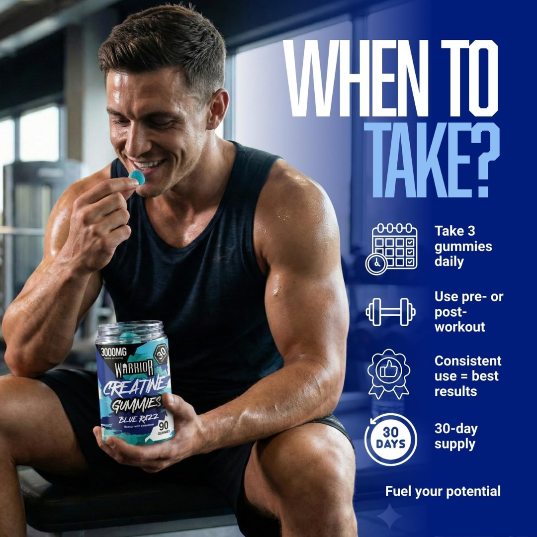 Warrior Creatine Gummies 90 Tabs Blue Razz