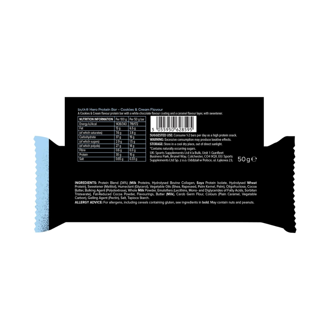 Bulk Hero Protein Bar 12x50g Cookies and Cream