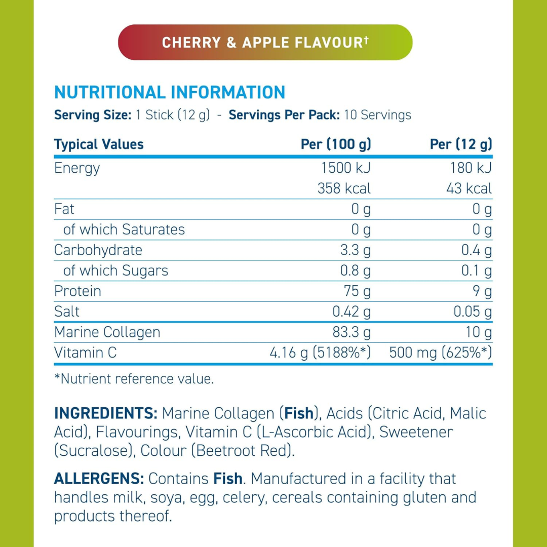 Applied Nutrition Marine Collagen Sticks 10x12g Cherry Apple
