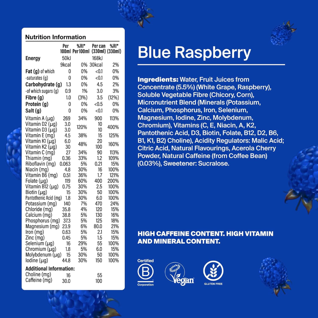 HUEL Daily A-Z Vitamins 12x330ml - Blue Raspberry