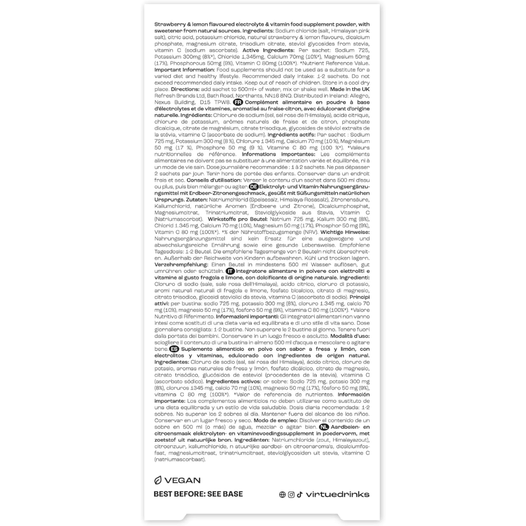 Virtue Clean Energy Electrolytes Hydration 12x5g Lemon Lime