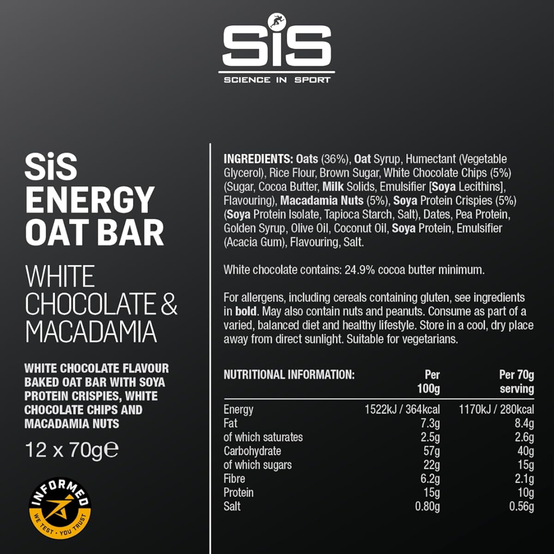 SIS Energy Oat Bar 12x70g White Choc Macadamia