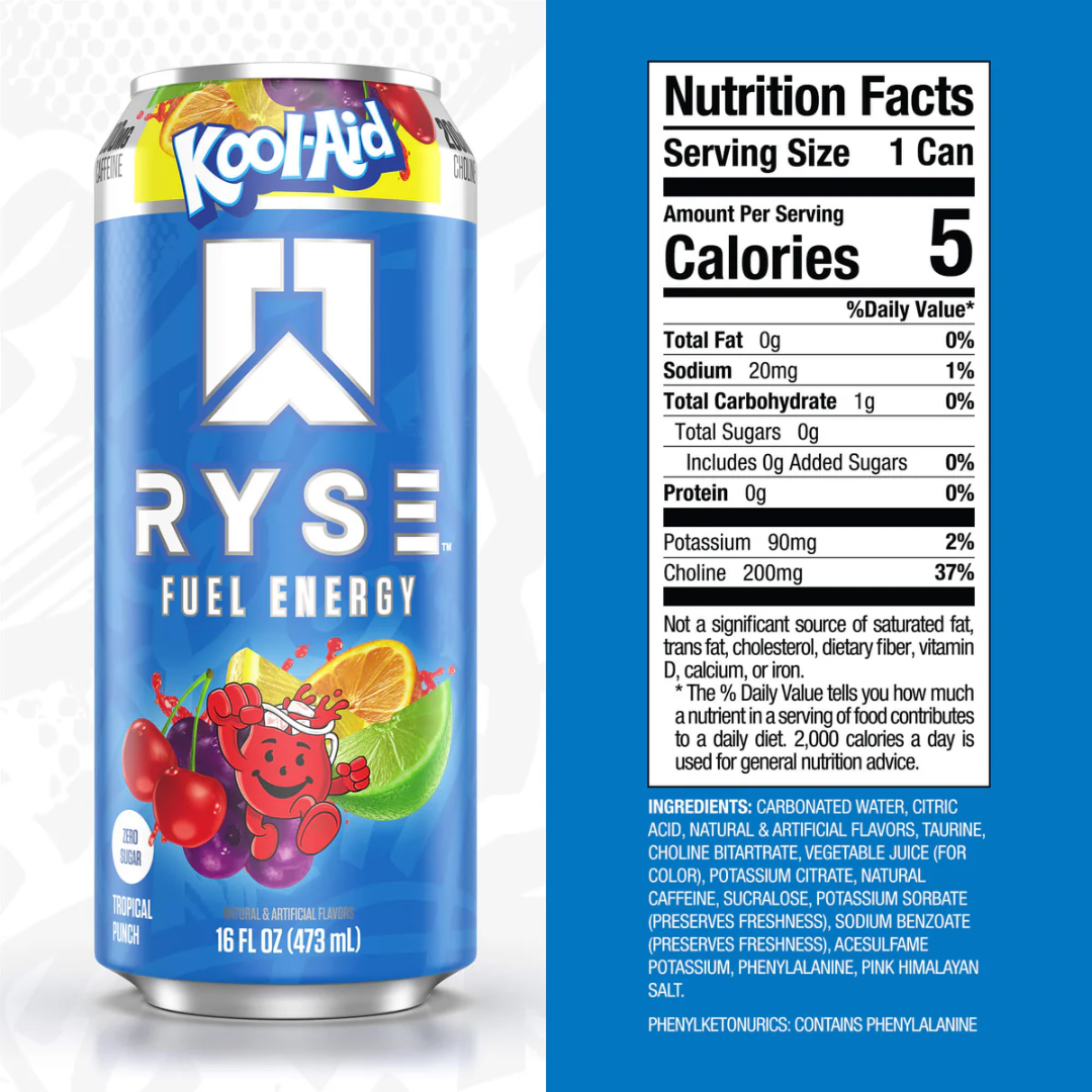 RYSE Fuel Energy 12x473ml Kool-Aid Tropical Punch
