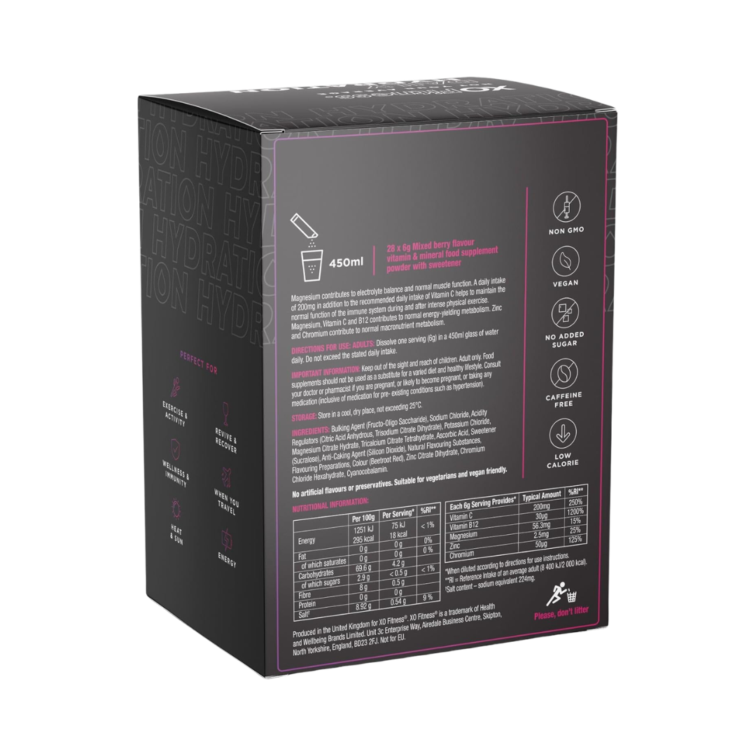 XO Fitness Hydration Sachet 28x6g Mixed Berry