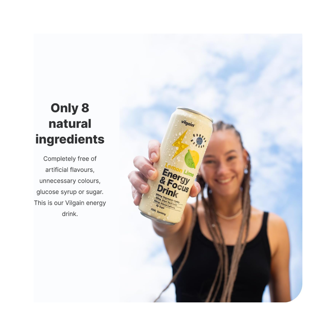 Vilgain Energy & Focus Drink 24x330ml Lemon and Lime