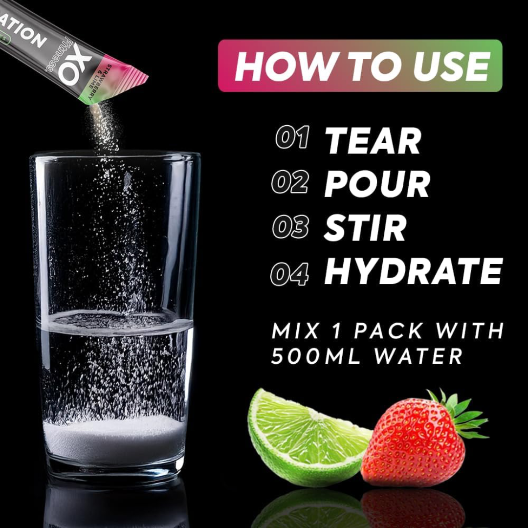 XO Fitness Hydration Sachet 28x6g Strawberry & Lime