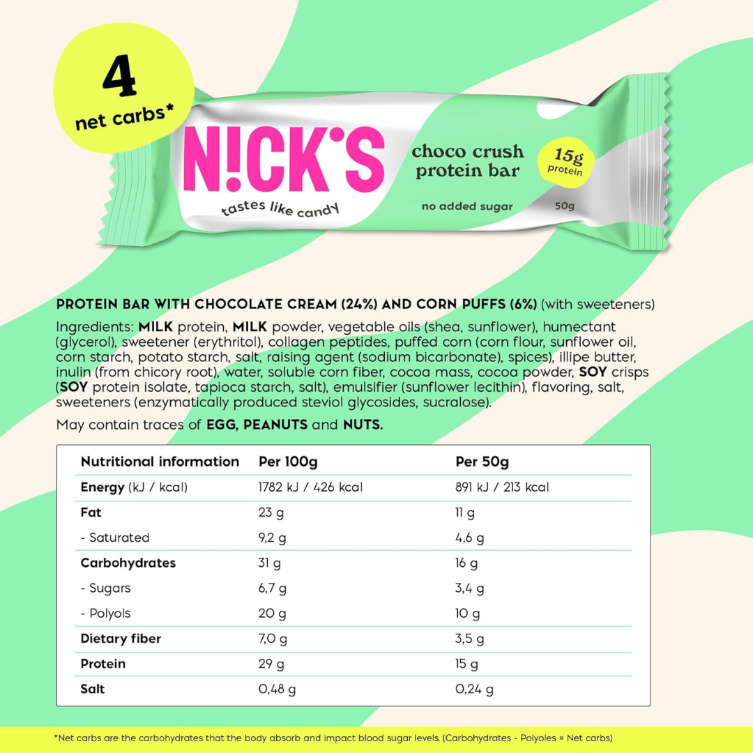 NICK'S Protein Bar 12x50g Choco Crush
