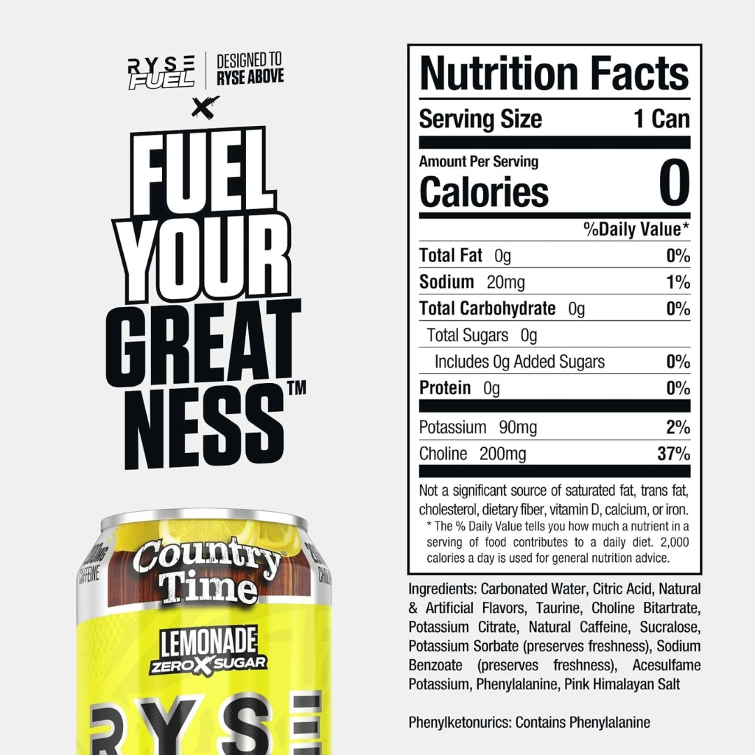 RYSE Fuel Energy 12x473ml Country Time Lemonade