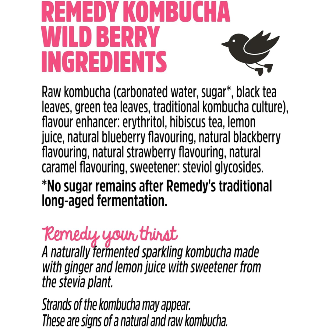 Remedy Kombucha 12x250ml Wild Berry