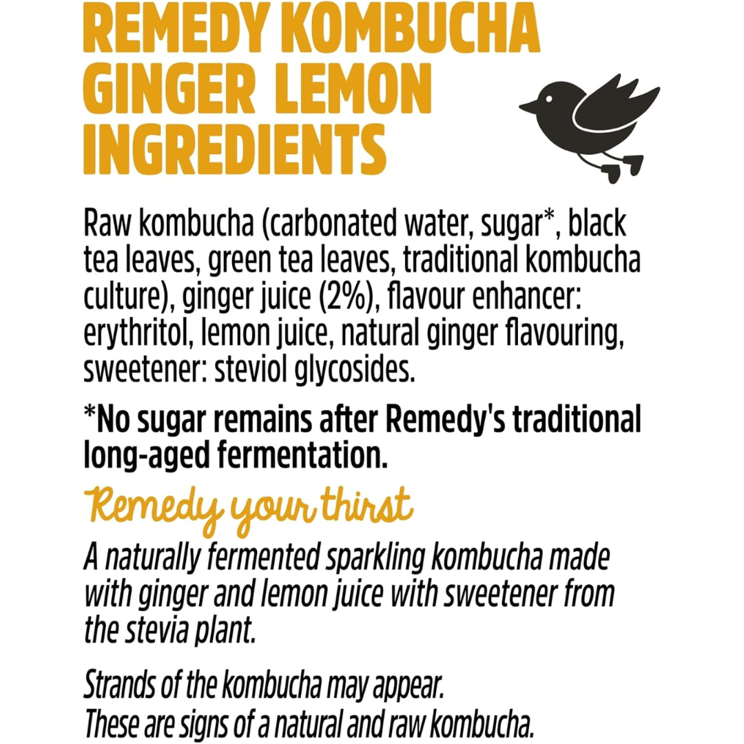 Remedy Kombucha 12x250ml Ginger Lemon