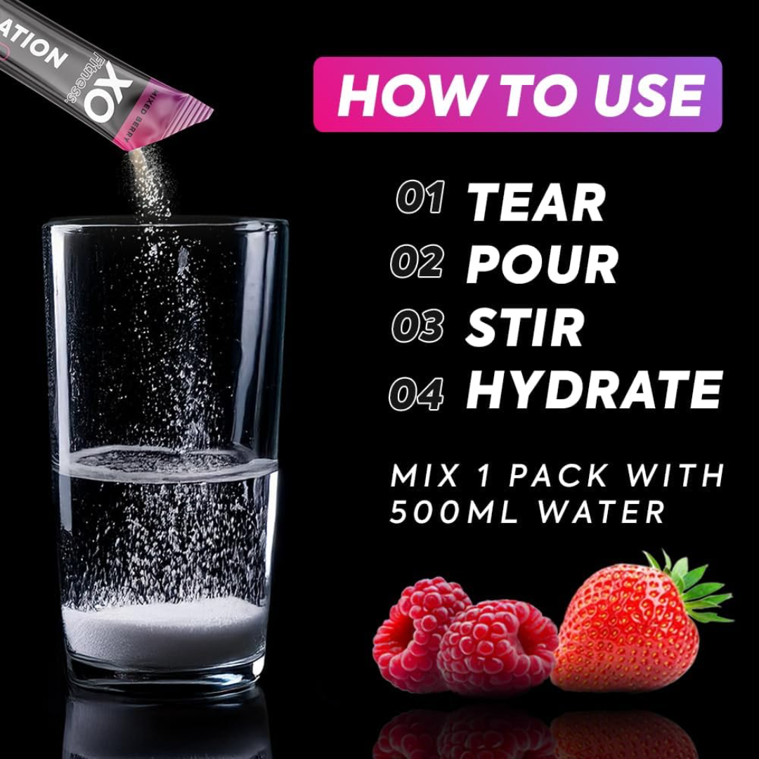 XO Fitness Hydration Mixed Box (MixBerx5/Lem&Limx5) 10x6g Mixed Berry / Lemon & Lime