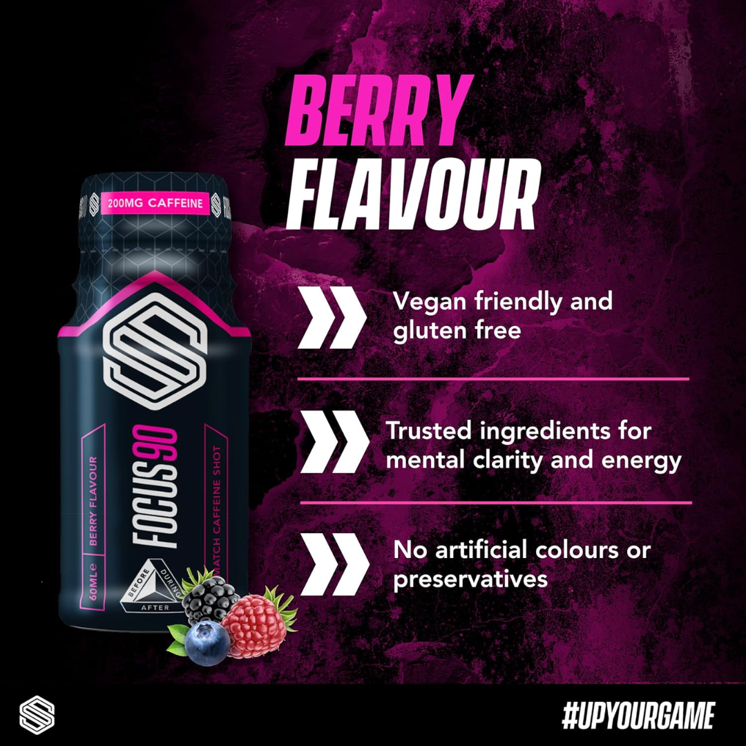 Soccer Supplement Focus Shot Caffeinated Drink 12x60ml Mixed Berry