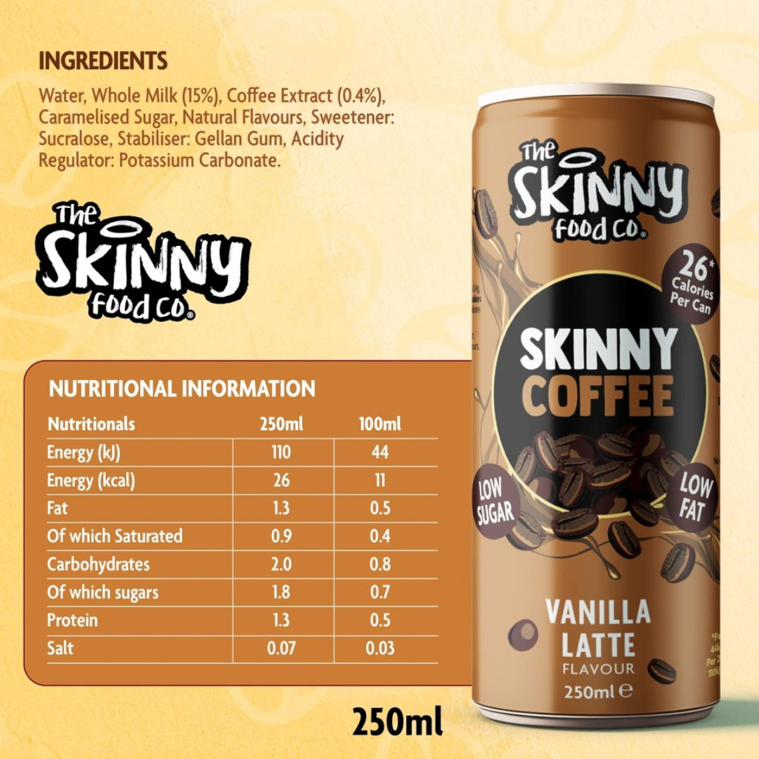 The Skinny Food Co Skinny Coffee 12x250ml Vanilla Latte