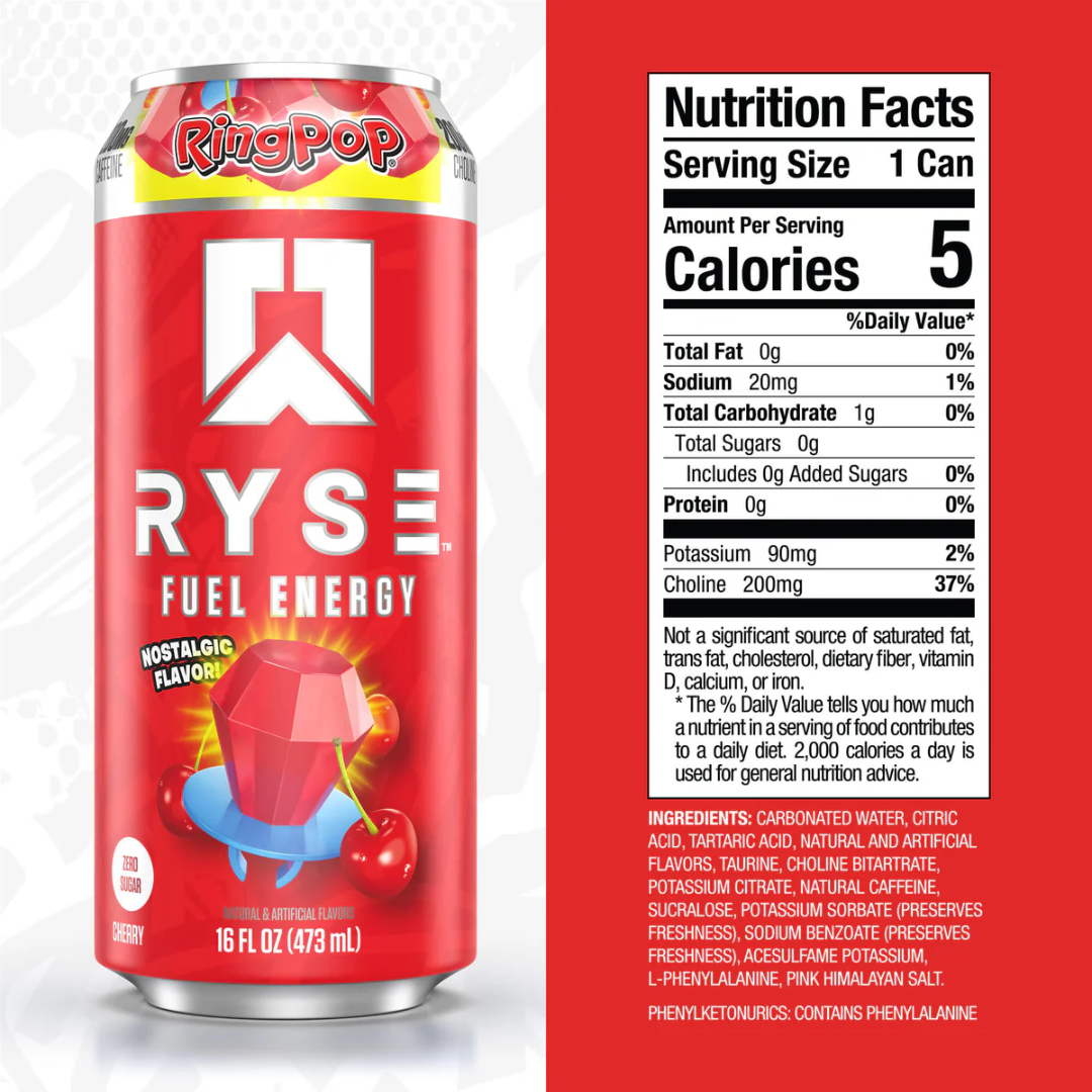 RYSE Fuel Energy 12x473ml Ring Pop Cherry