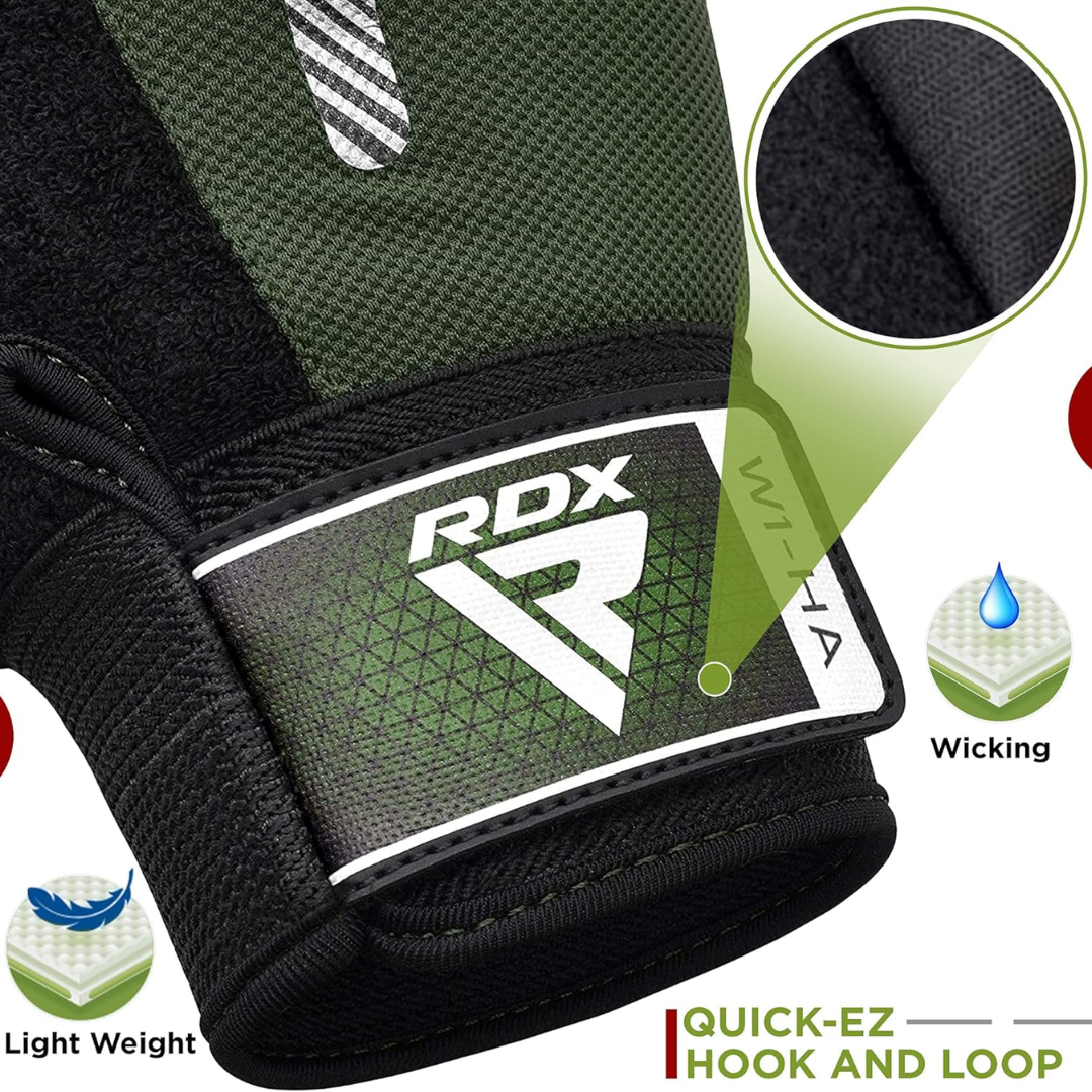 RDX Gym Weight Lifting Gloves W1 Half Plus L Army Green