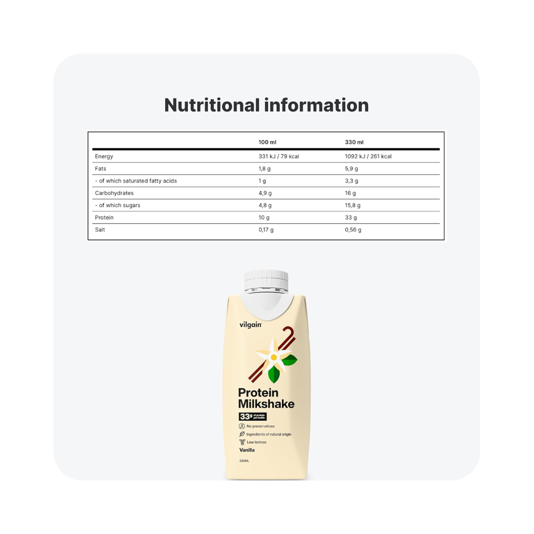 Vilgain Protein Milkshake 12x330ml Vanilla