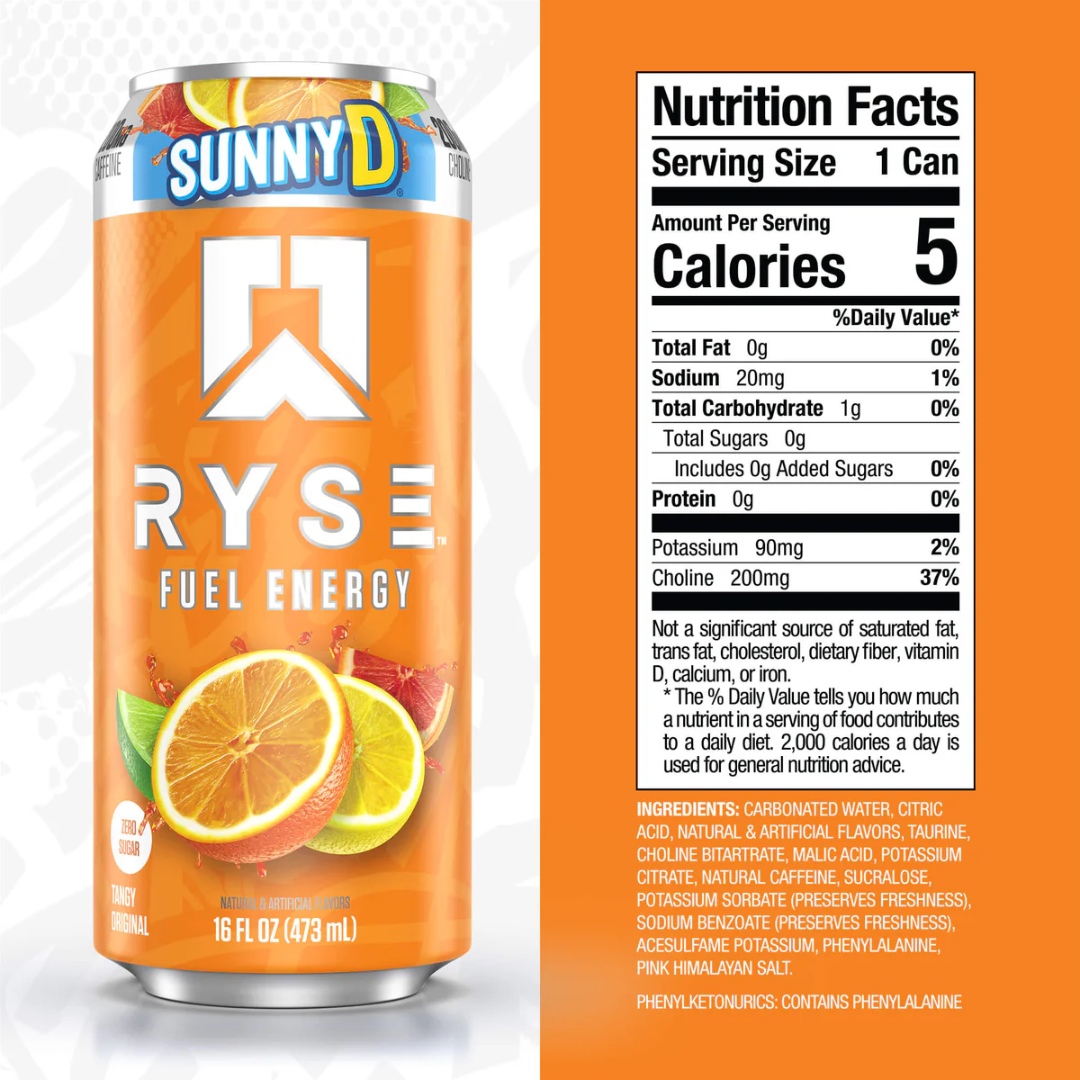 RYSE Fuel Energy 12x473ml Sunny D Tangy Original