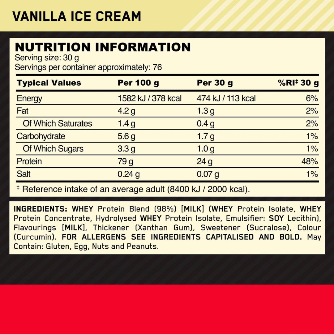 Optimum Nutrition Gold Standard 100% Whey 2.04kg Vanilla Ice Cream