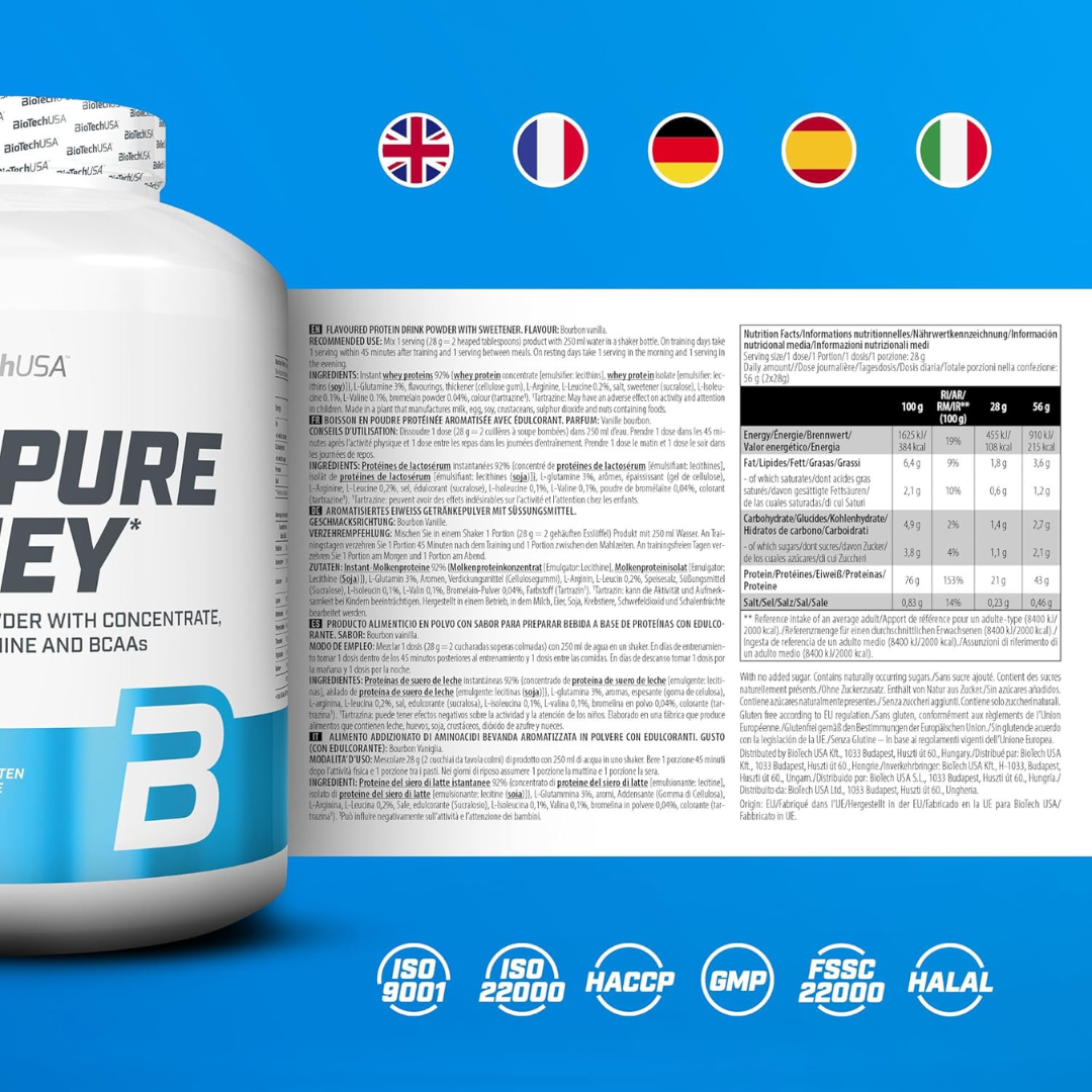BioTech USA 100% Pure Whey 2.27kg Bourbon Vanilla