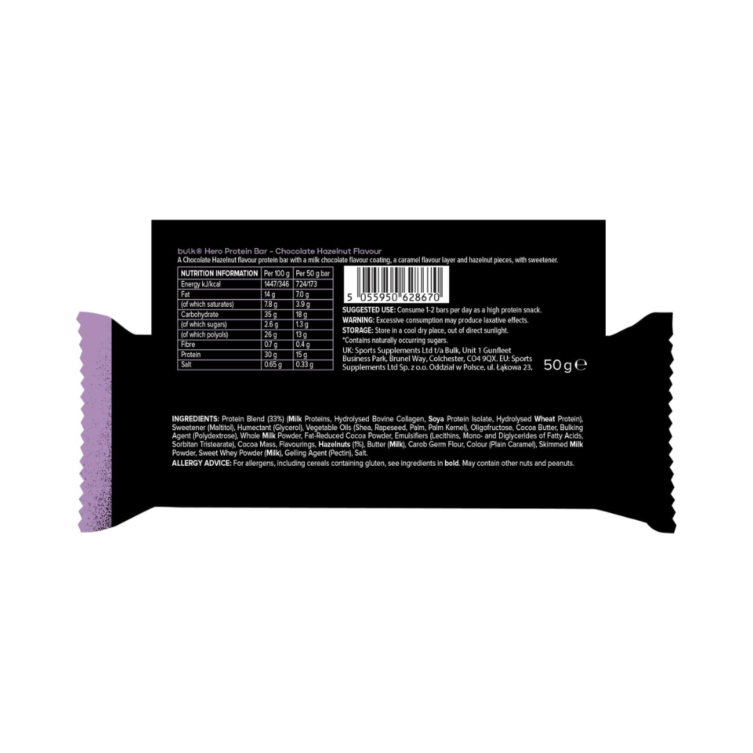 Bulk Hero Protein Bar 12x50g Chocolate Hazelnut