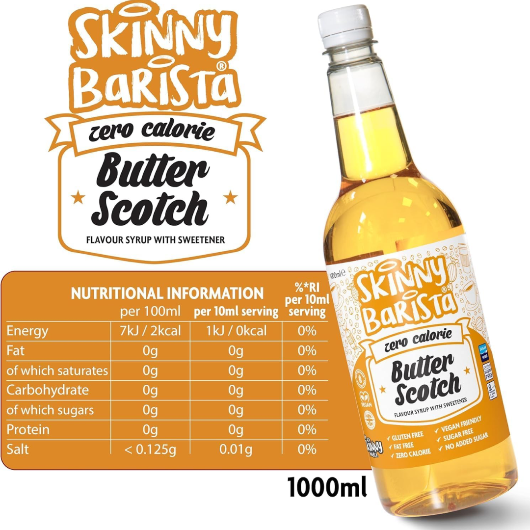 The Skinny Food Co Skinny Barista Zero Calorie Coffee Syrup 1000ml Butter Toffee (Limited Edition)