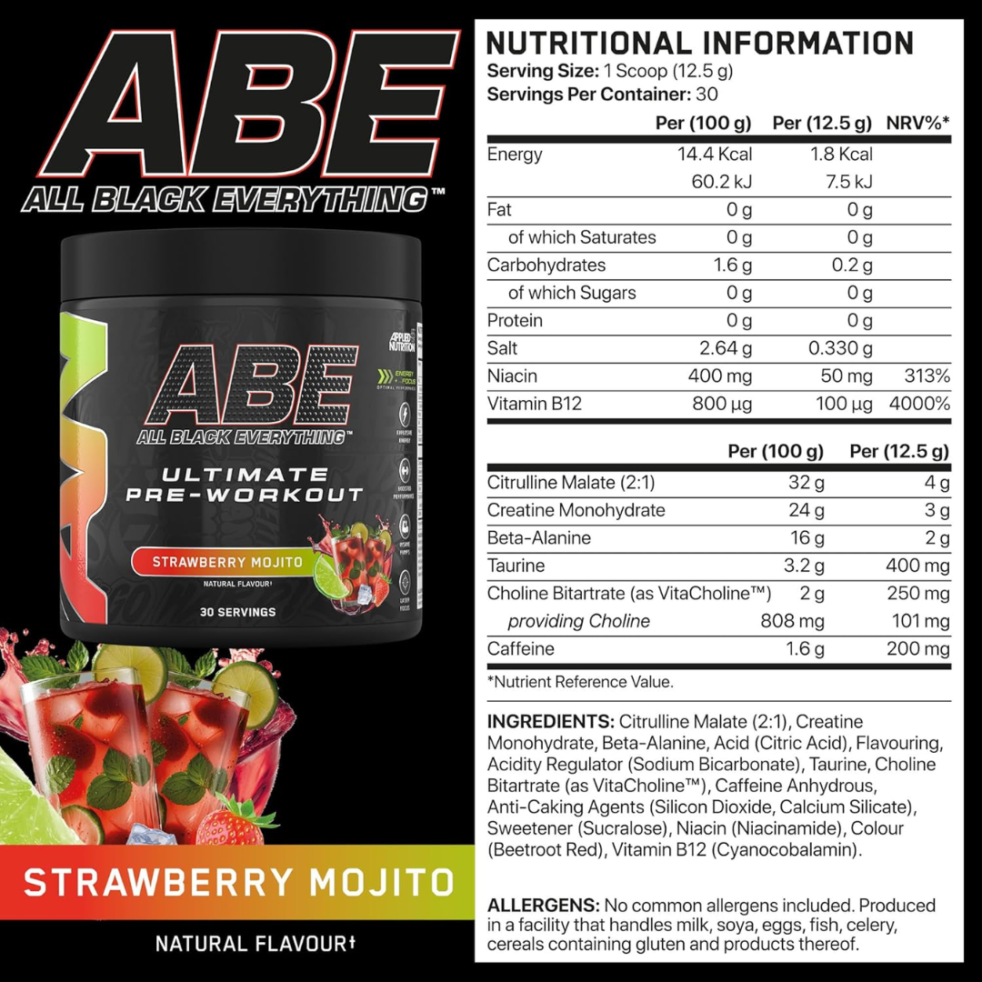 Applied Nutrition ABE (All Black Everything) 375g Strawberry Mojito