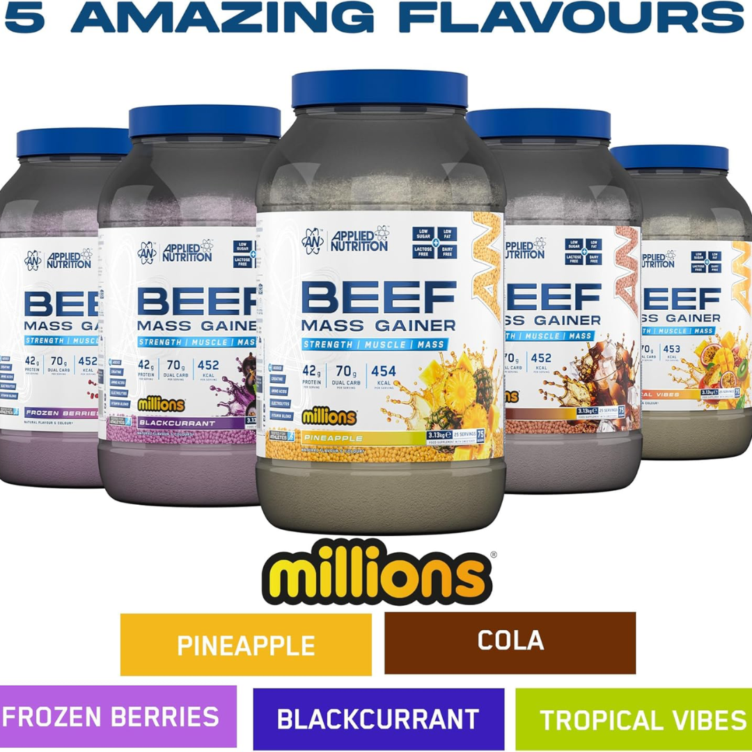 Applied Nutrition Beef Mass Gainer 3.13kg Blackcurrant Millions