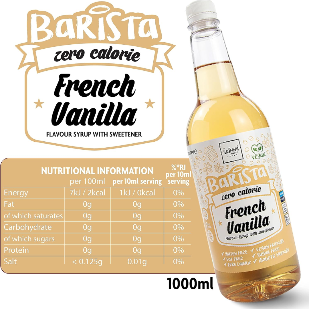 The Skinny Food Co Skinny Barista Zero Calorie Coffee Syrup 1000ml French Vanilla