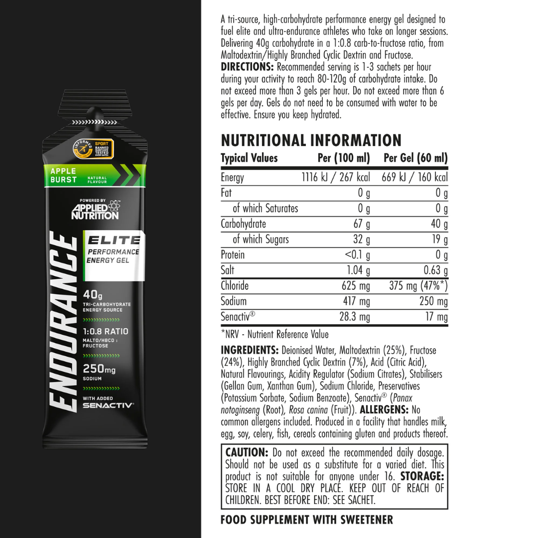 Applied Nutrition Endurance Elite Performance Gel 20x60ml Apple Burst