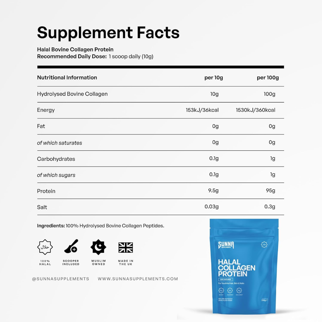 Sunna Supplements HALAL COLLAGEN PROTEIN 250g Unflavoured