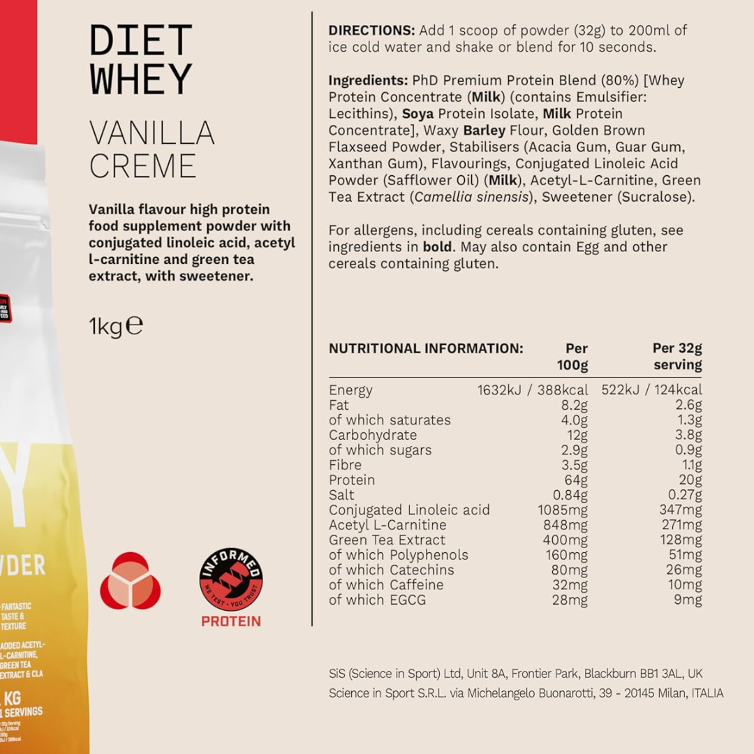 PhD Nutrition Diet Whey 2kg Vanilla Creme