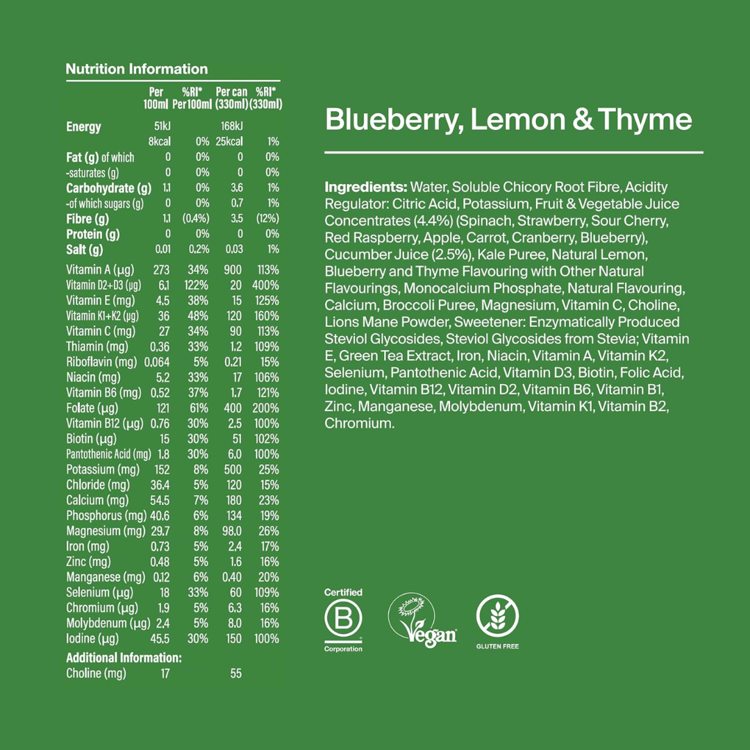 Huel Daily Greens RTD 12x330ml Blueberry, Lemon & Thyme