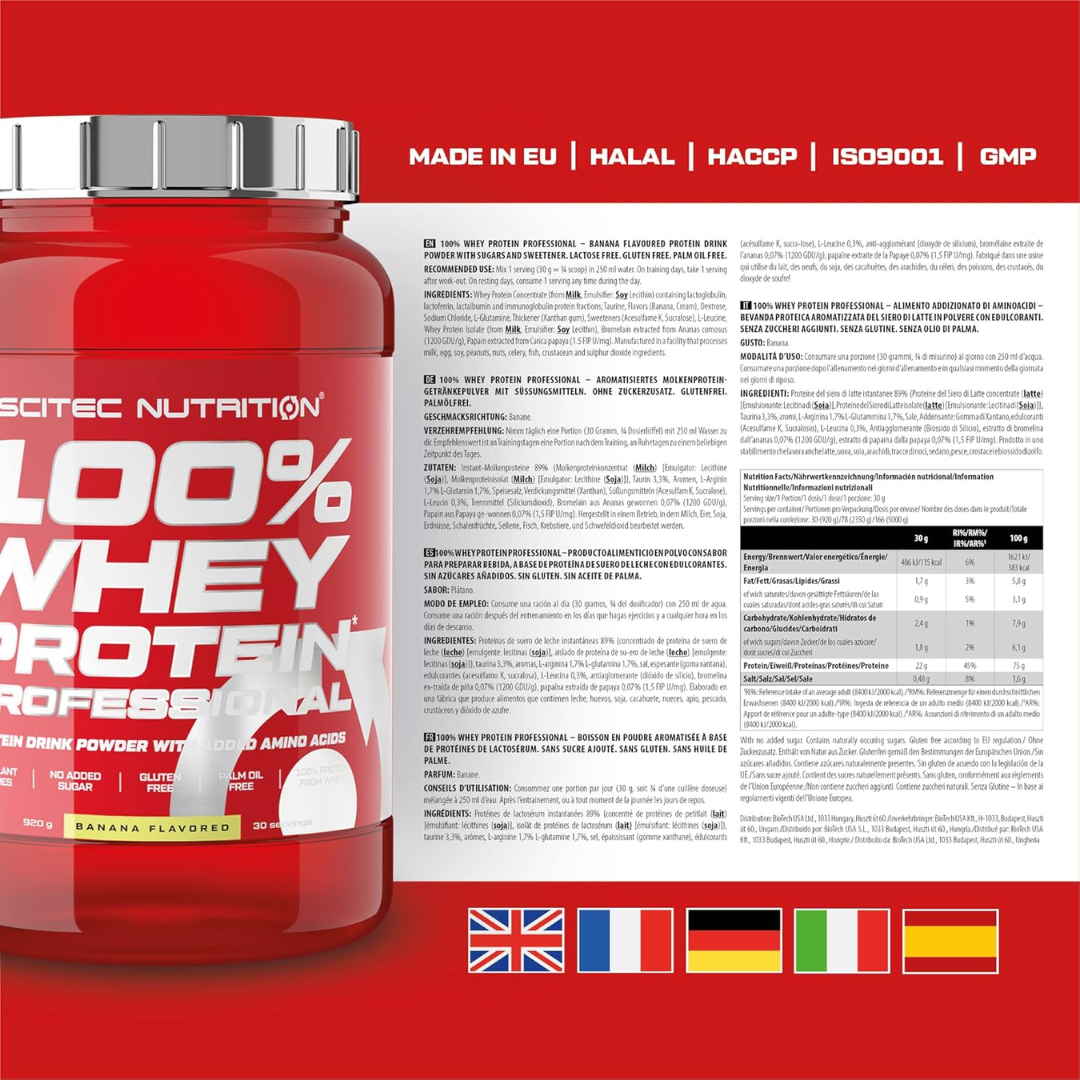 Scitec Nutrition 100% Whey Protein Professional 920g Banana