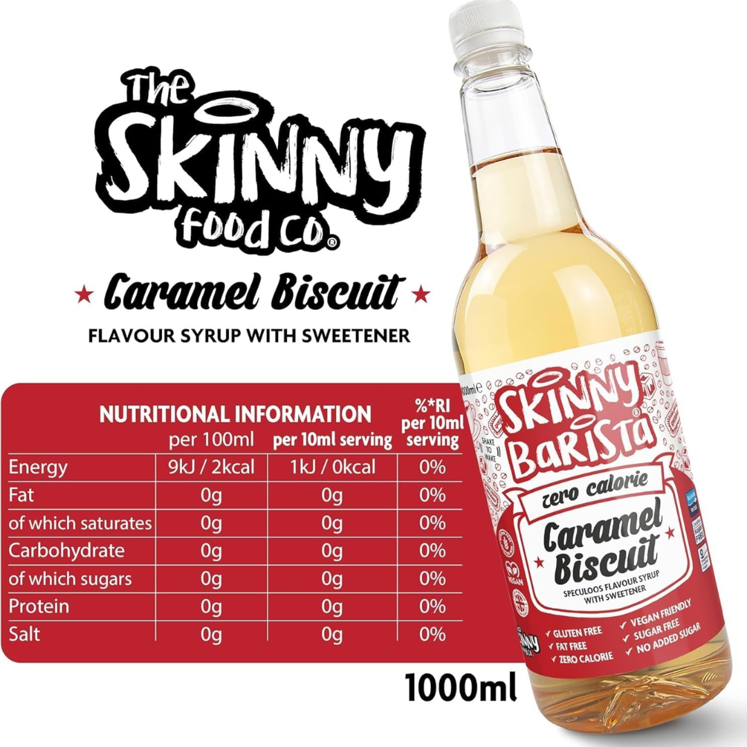 The Skinny Food Co Skinny Barista Zero Calorie Coffee Syrup 1000ml Caramel Biscuit
