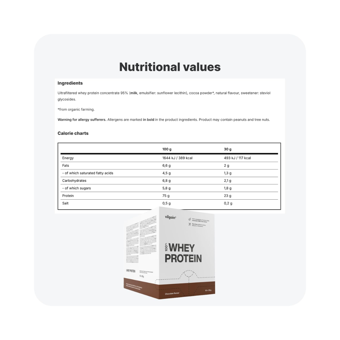 Vilgain Grass-fed Whey Protein 30g Chocolate