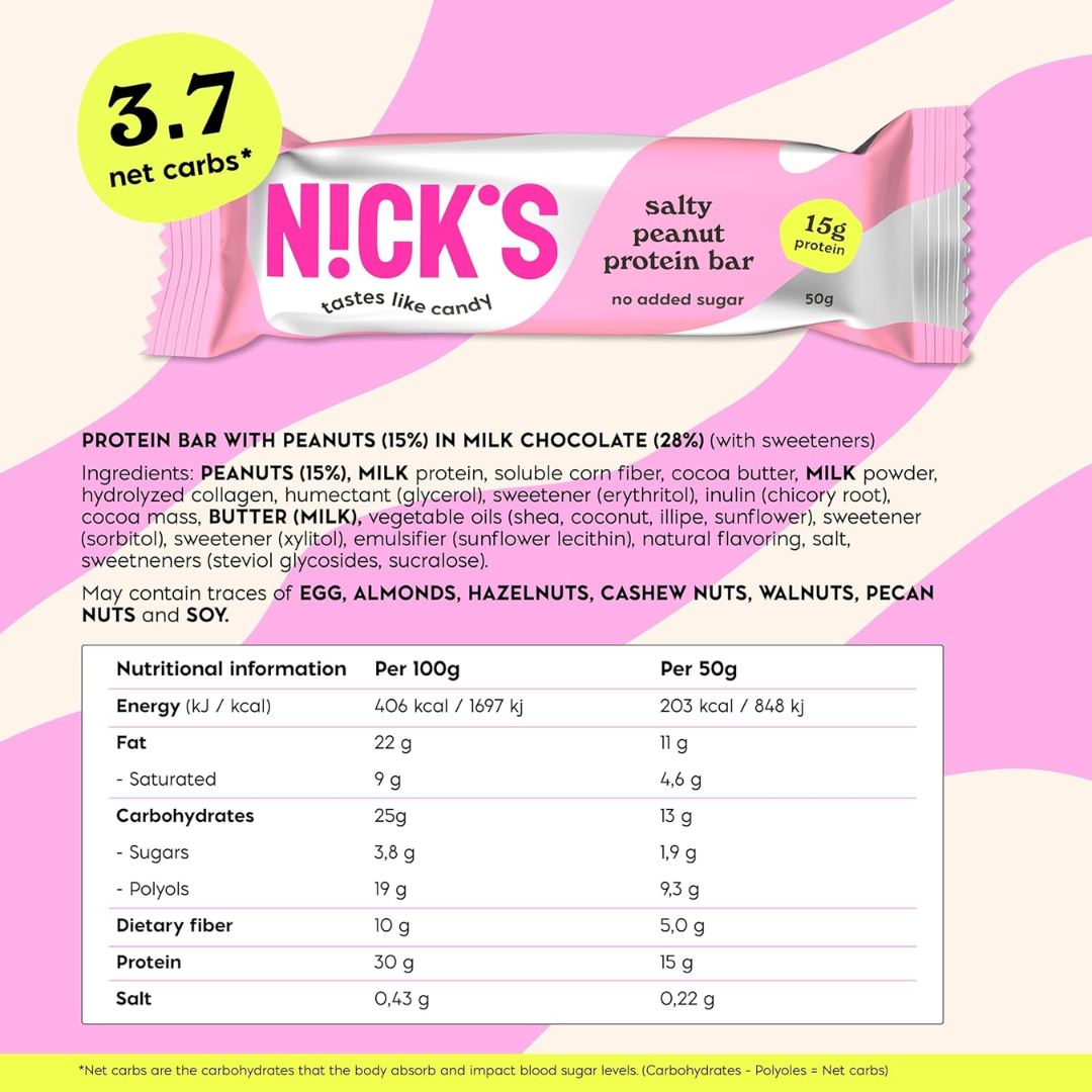 NICK'S Protein Bar 12x50g Salty Peanut