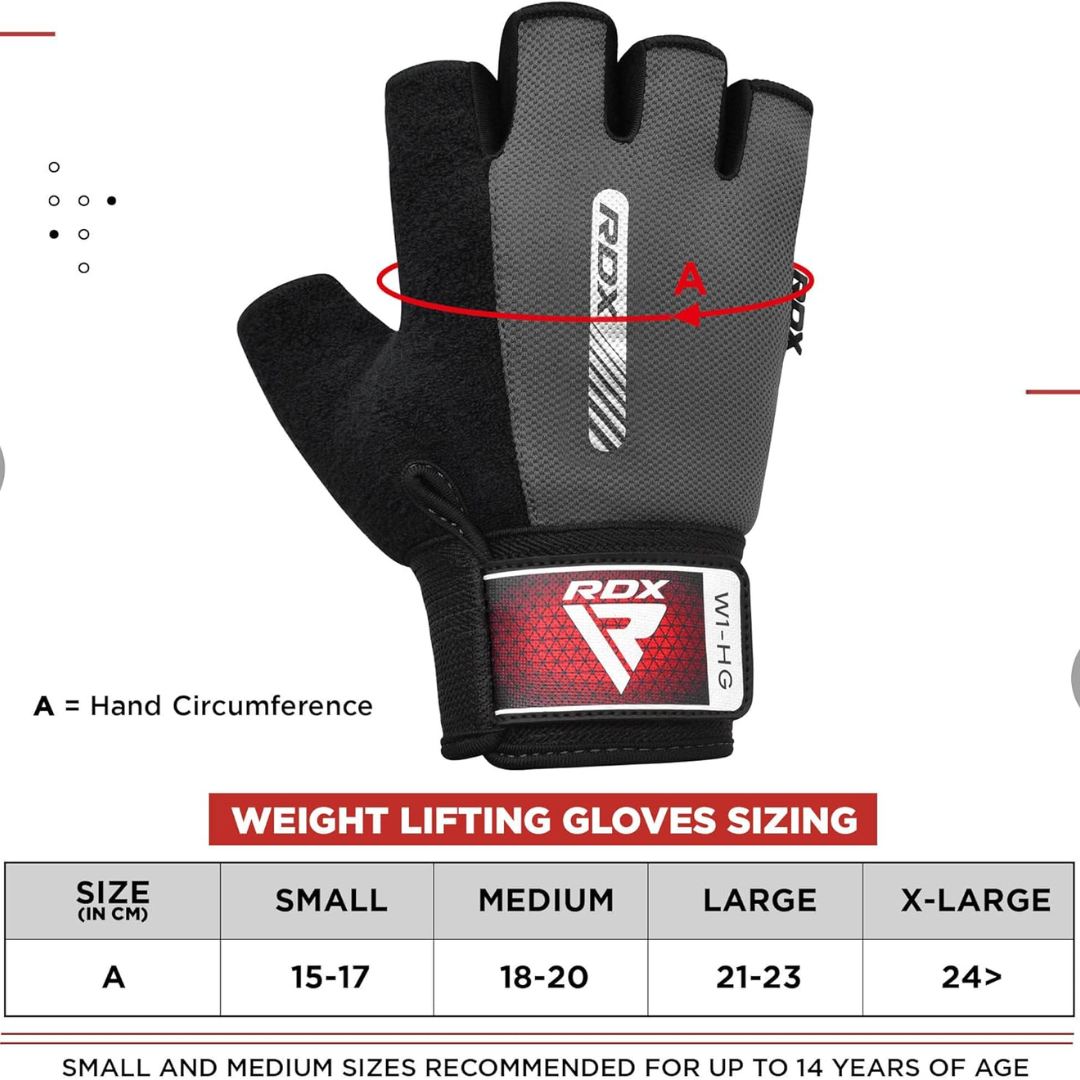 RDX Gym Weight Lifting Gloves W1 Plus L Half Grey